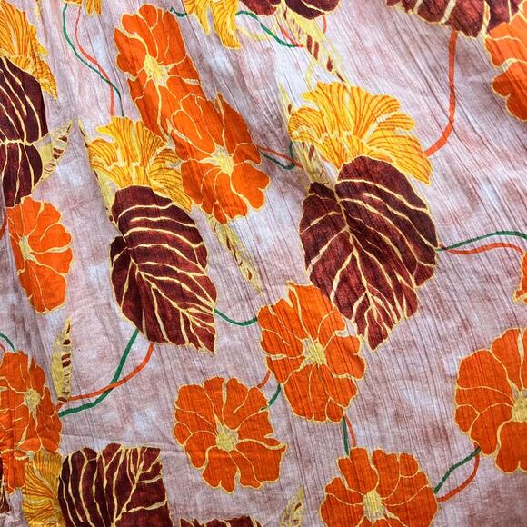 UO Athena Gauze Maxi Dress Floral Print in Orange, Yellow, Brown Women's Medium - Picture 7 of 9